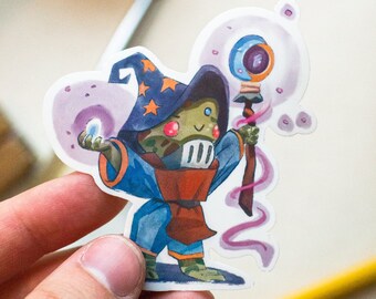 Frog Character, Vinyl sticker for Laptop, Bottles, Cars, For her, For Him Titled "Wizard" | Original Vinyl Die-Cut Sticker