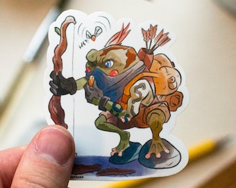 Frog Character, Vinyl sticker for Laptop, Bottles, Cars, For her, For Him Titled "Tracker" | Original Vinyl Die-Cut Sticker