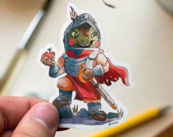Frog Character, Vinyl sticker for Laptop, Bottles, Cars, For her, For Him Titled "Knight" | Original Vinyl Die-Cut Sticker