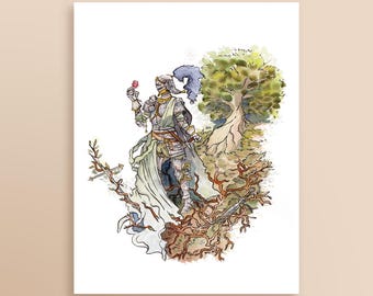 Knight In The Garden Print