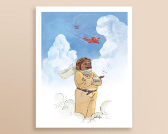 Crimson Pig Print