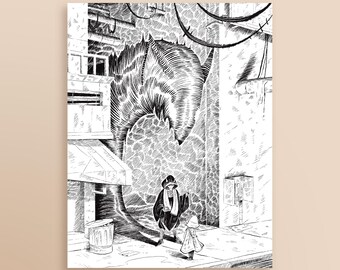 Wolf In The Alley Print