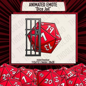 Twitch、Discord、Youtube向けのアニメーションD20 D&Dダイス刑務所エモート | ストリーマー向けのアニメーションCrit Fail Nat 1 TTRPGエモート