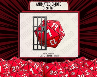 ANIMATED D20 D&D Dice Jail Emote for Twitch, Discord, Youtube | Animated Crit Fail Nat 1 TTRPG Emotes for Streamers