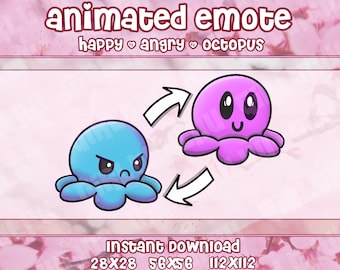 ANIMATED Octopus Happy & Angry Emote for Twitch, Discord, Youtube | Tentacle Octopus Animated Emotes for Streamers
