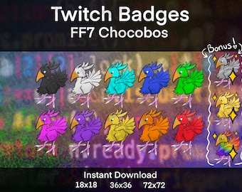 8x Retro Game JRPG Badges for Twitch, Discord, Youtube, Kick | Classic Gamer Sub Bit Badges for Streamers