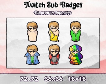 Rimworld Colonist Inspired Sub Badges for Twitch, Discord, Youtube