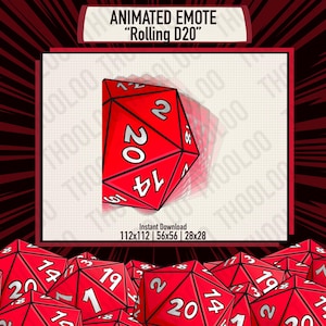 ANIMATED Rolling D20 Emote for Twitch, Discord, Youtube | DnD TTRPG Tabletop Game Emotes for Streamers