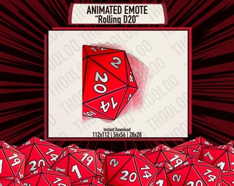 ANIMATED Rolling D20 Emote for Twitch, Discord, Youtube | DnD TTRPG Tabletop Game Emotes for Streamers