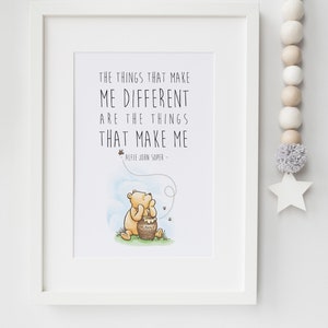 Winnie the Pooh Personalised Quote Nursery Birth New Baby Picture Print Christening Gift Unframed