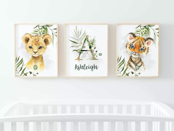 Animal Safari Children's Trio Set of 3 Picture Nursery Print Gift UNFRAMED 