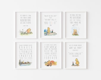 Láminas de Winnie the Pooh para la habitación de tu bebé: Arte mural de recuerdo (sin marco)