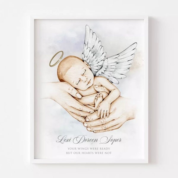 Angel Baby Personalised Infant Baby Loss Memorial Picture Print Keepsake Gift Unframed