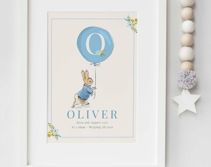 Peter Rabbit Free Standing Wooden Letters & Numbers, Baby Gift, Baby ...