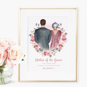Mother of the Groom Personalised Thank You Bridal Wedding Marriage Picture Print Keepsake Gift Unframed