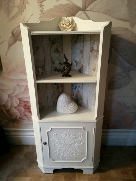 Shabby Chic Painted Corner Unit Cupboard With Two Shelves Etsy