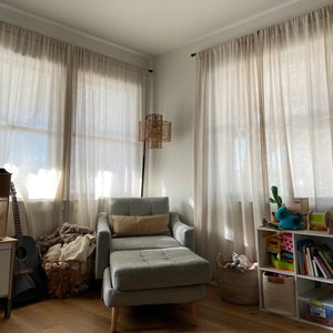 Linen Curtains , 34 colors Flax Linen Curtain , Curtain Panel - Curtains for Living Room - Bedroom - Medium Sheer Curtains , Custom Curtains