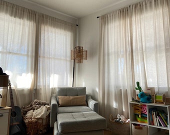 Tende di lino, tenda di lino di lino a 34 colori, pannello per tende - tende per soggiorno - camera da letto - tende trasparenti medie, tende personalizzate