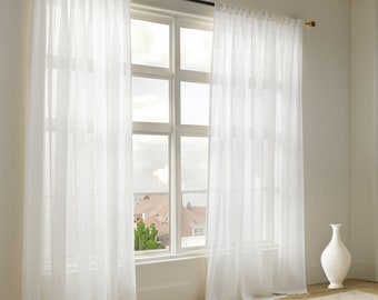 Extra Wide Linen Sheer Curtains - 22 Color Options - Custom Made Rod Pocket, Grommet, Hook and Ring For Rod , Back Tabs and Curtain Track