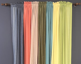 100'' Inch Wide Linen Sheer Curtain with 20 color options , Sheer Curtain Panel  , Linen Curtains , Curtains For Living Room