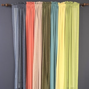 Linen Sheer Curtains 20 color options , Rod Pocket Sheer Curtain Panel , Linen Curtains , Sheer Curtains For Living Room ,Custom curtain zdjęcie 6