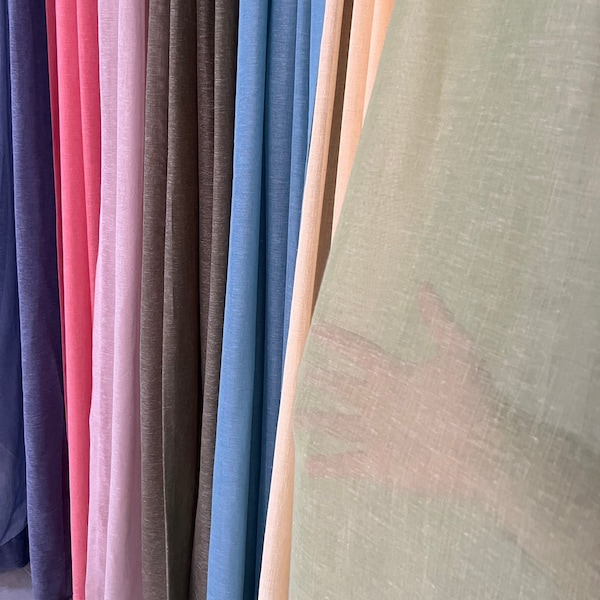 Linen Sheer Curtains - 20 color options , Rod Pocket Sheer Curtain Panel  , Linen Curtains , Sheer  Curtains For Living Room ,Custom curtain
