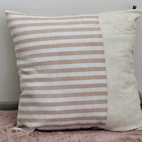 Washed Linen Decorative Pillow Cover With Invisible Zipper Etsy