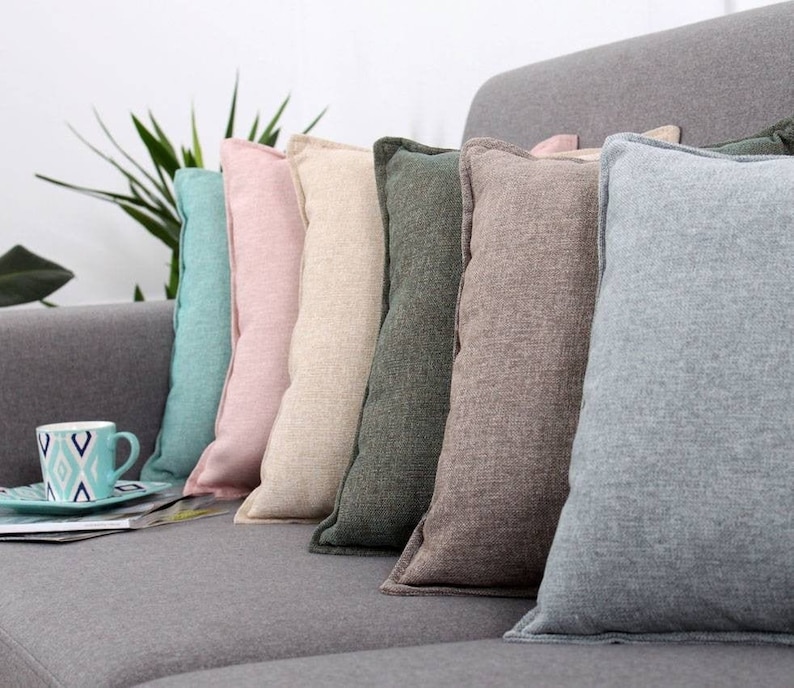 Washed Linen Decorative Pillow cover with Invisible Zipper - Linen Pillow Cover - Handmade Pillow - Custom Pillows