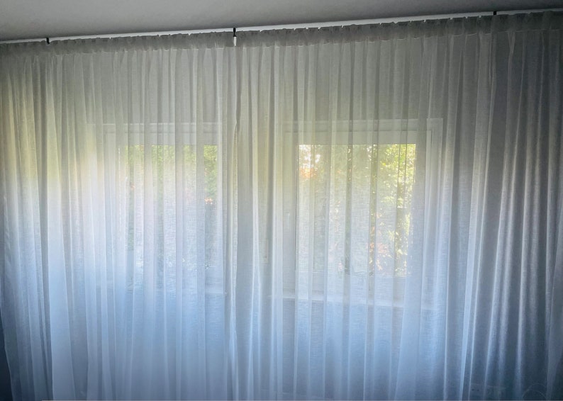 Extra Wide Linen Sheer Curtains , 20 colors ,Curtain Panel , Custom Linen Sheer Curtains For Bedroom, Rod pocket, Curtains For Living Room image 3