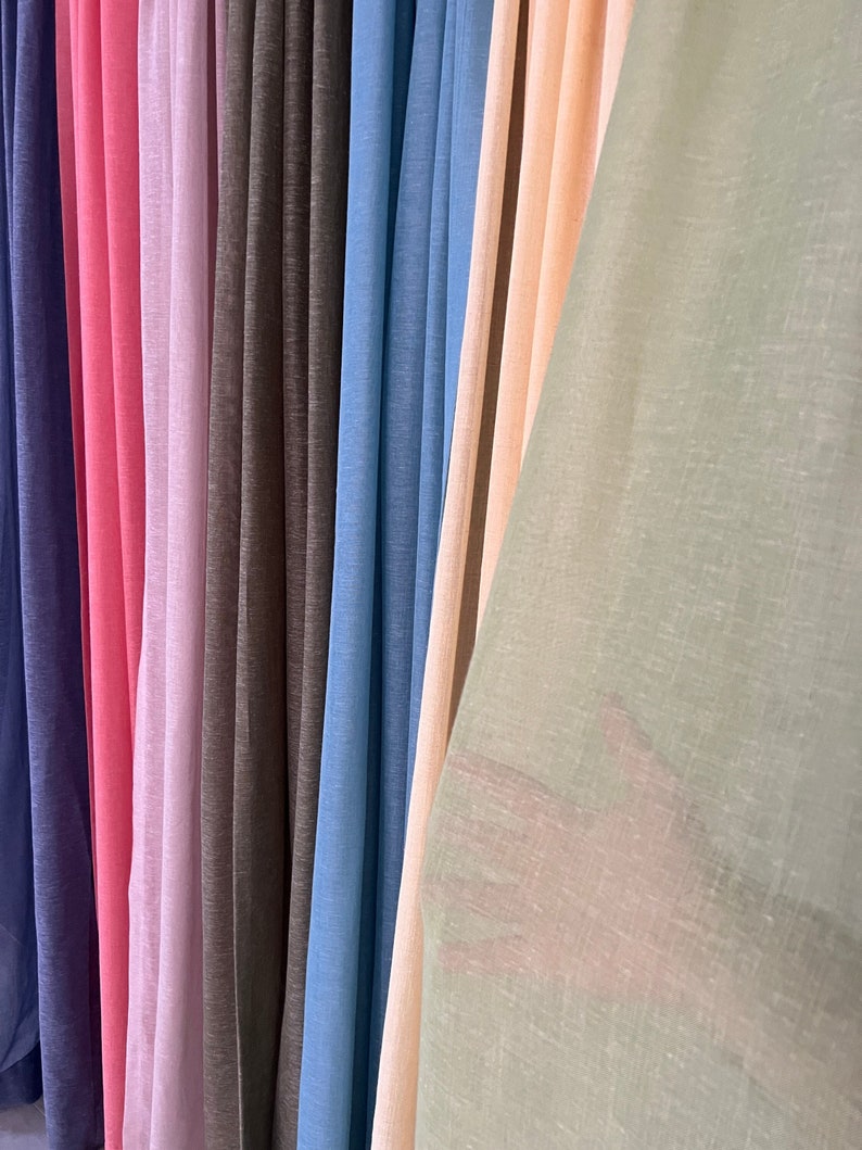 Linen Sheer Curtains 20 color options , Rod Pocket Sheer Curtain Panel , Linen Curtains , Sheer Curtains For Living Room ,Custom curtain image 1