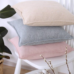 Washed Linen Decorative Pillow cover with Invisible Zipper Linen Pillow Cover Handmade Pillow Custom Pillows image 5