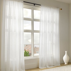 Linen Sheer Curtains 20 color options , Rod Pocket Sheer Curtain Panel , Linen Curtains , Sheer Curtains For Living Room ,Custom curtain zdjęcie 5