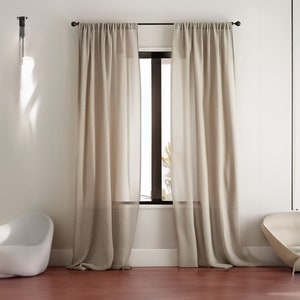 Extra Wide Linen Sheer Curtains , 20 colors ,Curtain Panel , Custom Linen Sheer Curtains For Bedroom, Rod pocket, Curtains For Living Room imagem 9