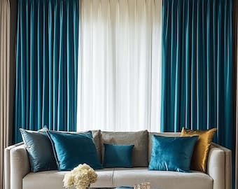 Triple Pinch Pleated Velvet Curtains - 36 Colors Velvet Curtain Panel, Curtains for Living Room And  Bedroom - Velvet  Patio Door Curtain