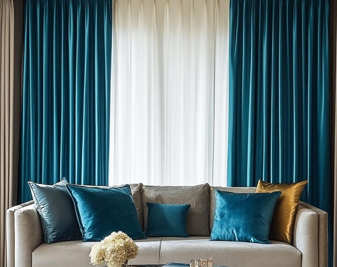 Triple Pinch Pleated Velvet Curtains - 36 Colors Velvet Curtain Panel, Curtains for Living Room And  Bedroom - Velvet  Patio Door Curtain