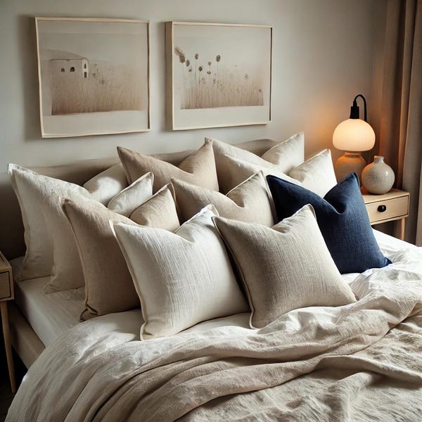 Fundas de almohada con cremallera invisible - Funda de almohada de lino - Almohada hecha a mano - Almohadas personalizadas