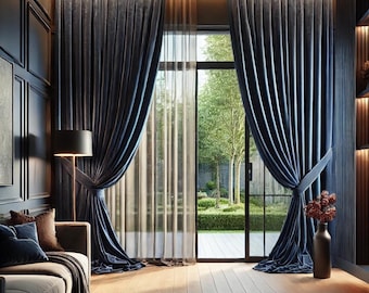 Velvet  Patio Door Curtains -  -Luxury Curtain ,Rod pocket Curtain Panel - Velvet Curtain Panels - Bedroom - Living Room