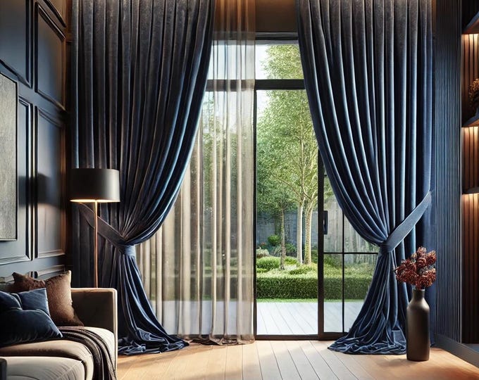 Velvet  Patio Door Curtains -  -Luxury Curtain ,Rod pocket Curtain Panel - Velvet Curtain Panels - Bedroom - Living Room