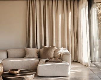 Linen Curtains , 32 Color Options - Custom Size Curtains , Grommet, Hook and Ring Options for Rod and Curtain Track