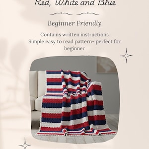 Red White and Blue Crochet Blanket (Digital Pattern Only)