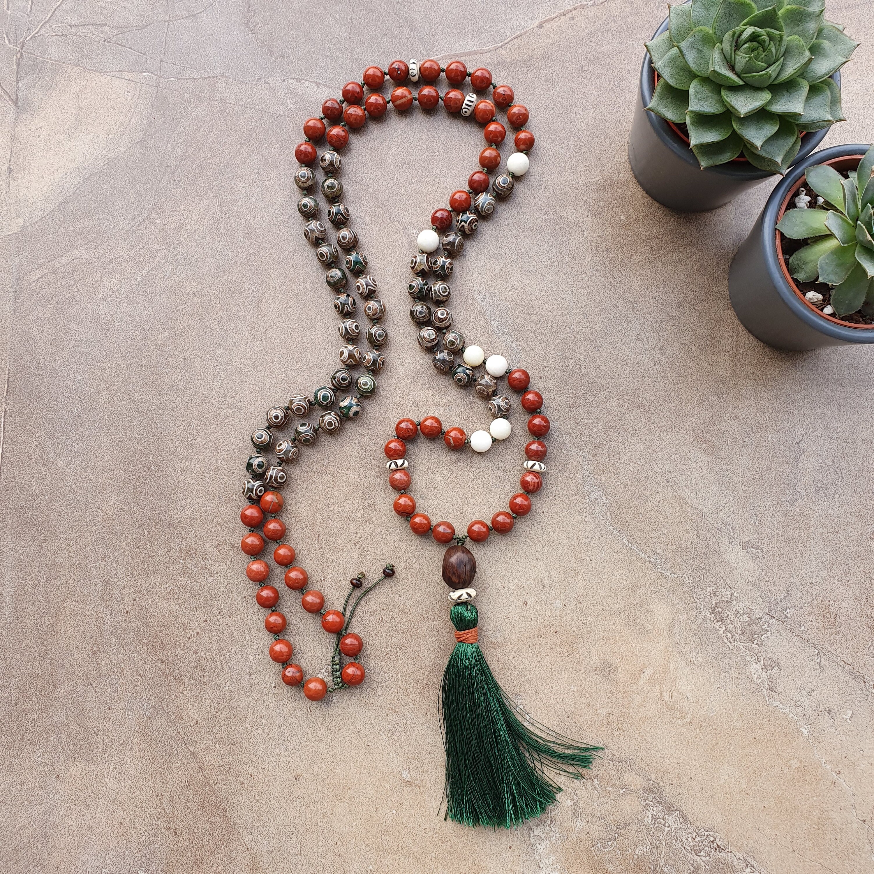 Mala Necklace Agate Buddhist Prayer Beads Howlite Japa - Etsy