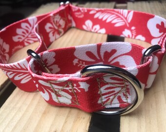 Hibiscus Floral Dog Collar 1 inch or 1.5 inch wide Hawaiian