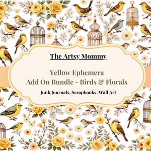 Gele extraatje bundel - vintage versieringen met charmante kieskeurige vogels en bloemen