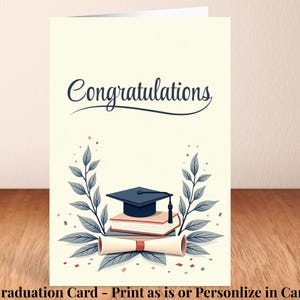Carte de voeux de remise des diplômes. Modèle personnalisé sur toile de félicitations. Carte numérique personnalisée et célébration de l'inauguration. Carte imprimable de 4 x 6 po.