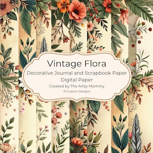 Vintage Floral Dekorative Papierblock für Junk Journaling, Scrapbooks, Wandkunst und mehr