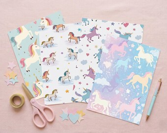 Unicorn Digital Paper Pack for Scrapbooking, Planners, Journaling, and Decoupage. JPG & PDF