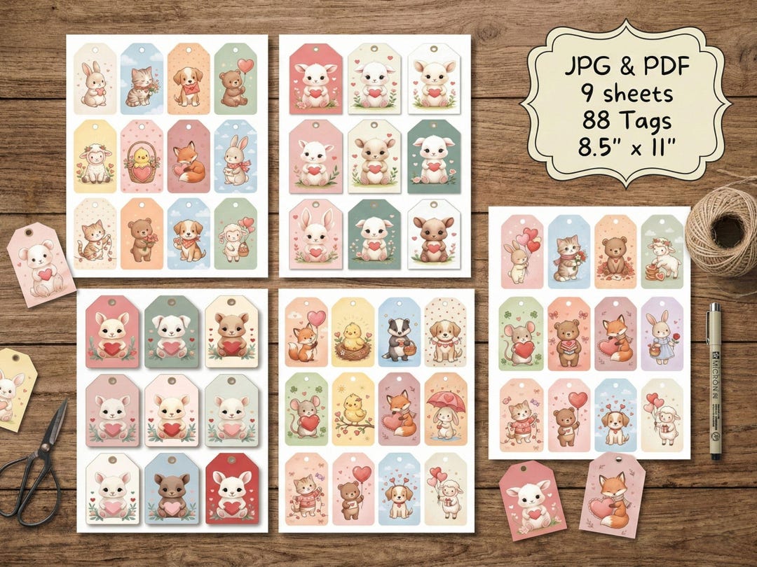 Valentine Gift Tags Printable, Kids Classroom Favor Tags, Cottagecore ...