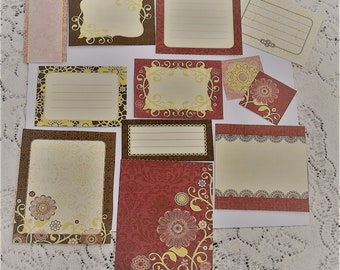 Purple and Gold Embossed Notecards, Embellishments, Ephemera for Journaling or Scrapbooking