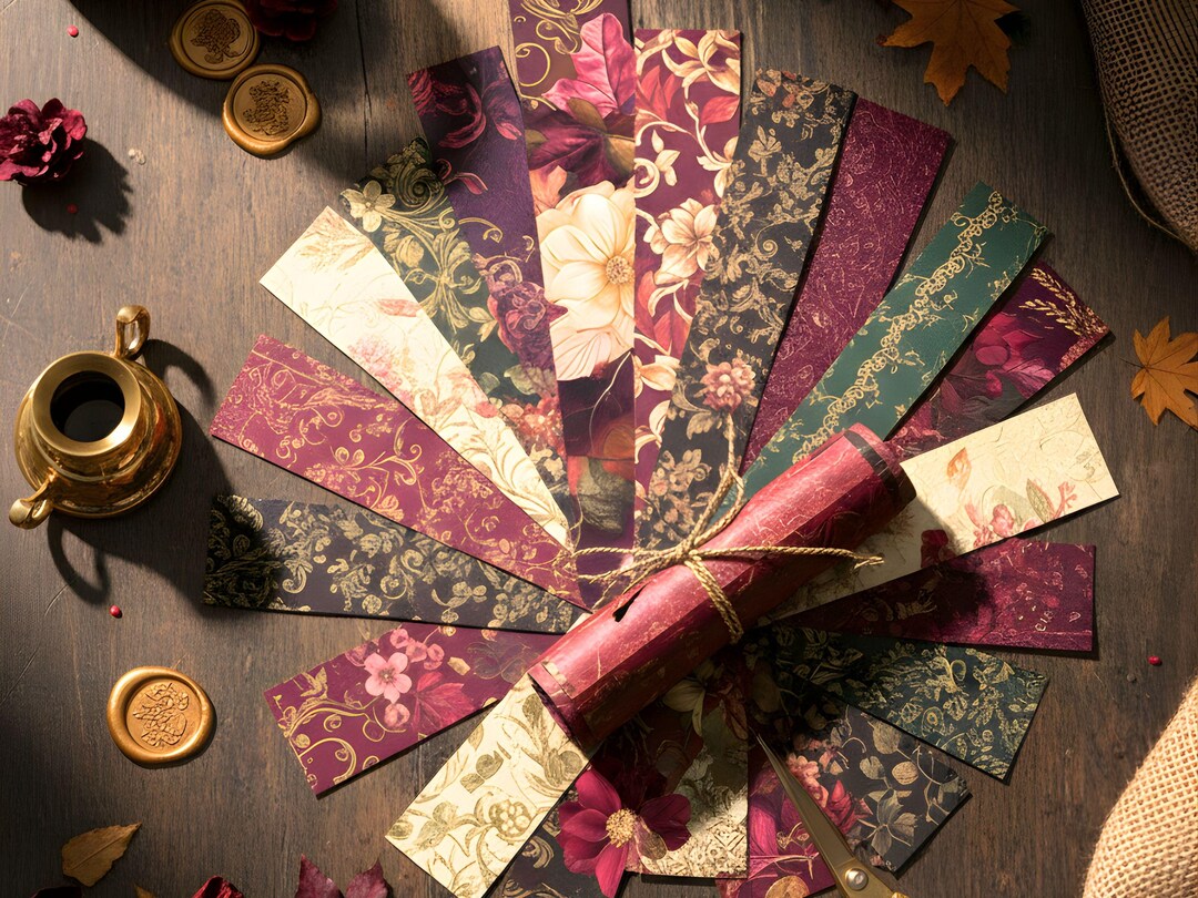 Autumn Digital Vision Board Border Paper Strips. Scrapbook Borders ...