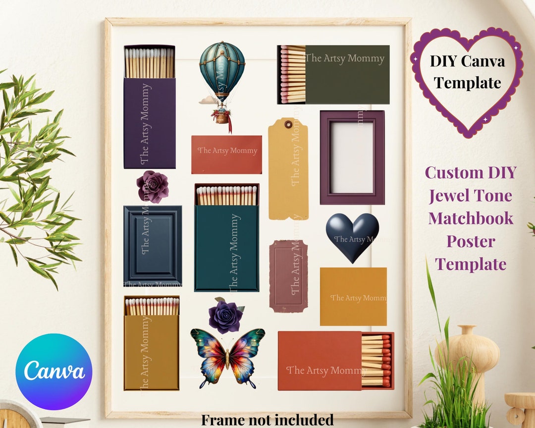 Matchbook Template.pdf Blank Matchbook Poster Canva Template. Retro Matchbook Art DIY Editable ...